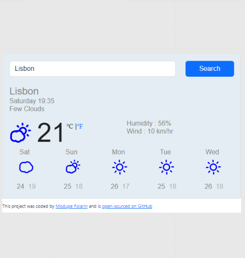 React Weather Forecast 